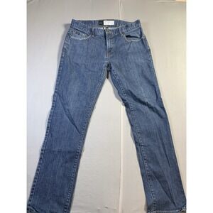 RVCA Straight Leg Jeans Dark Wash Blue Daggers Denim Button Zip Logo Pockets